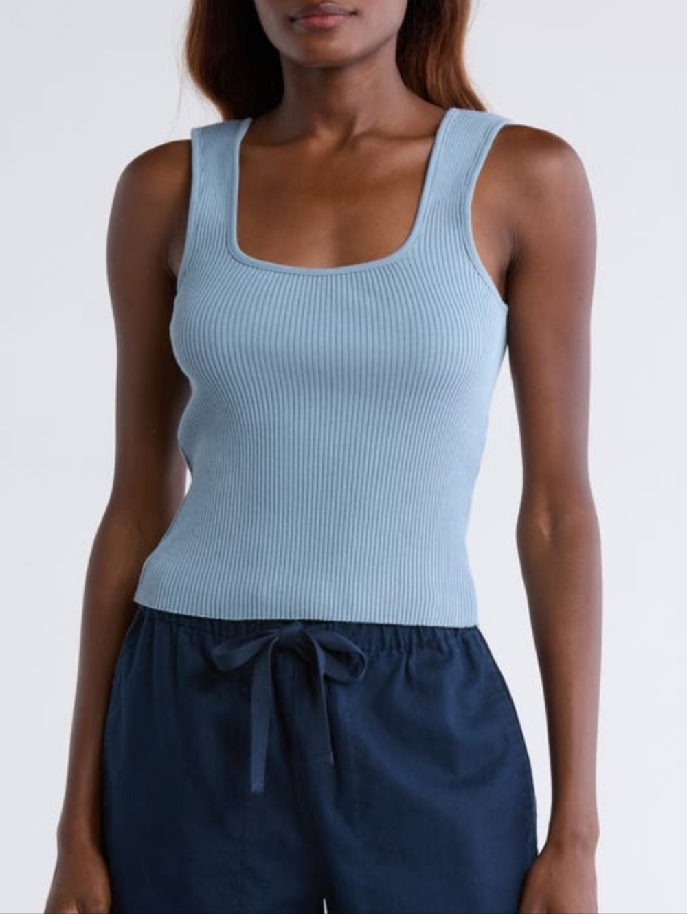 Vince Sweetheart Neck Ribbed Crop Tank Top